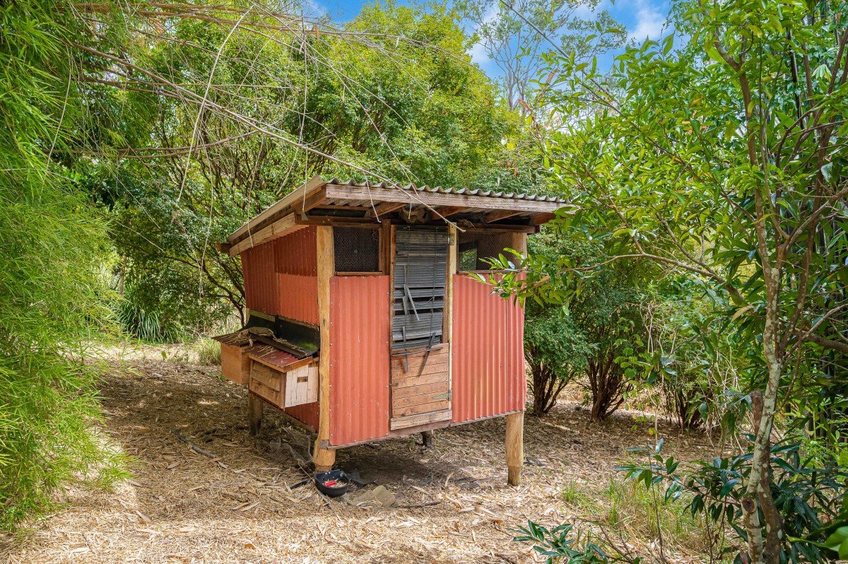 Small timber garden outbuilding at 35/65 Kilcoy Lane, Conondale